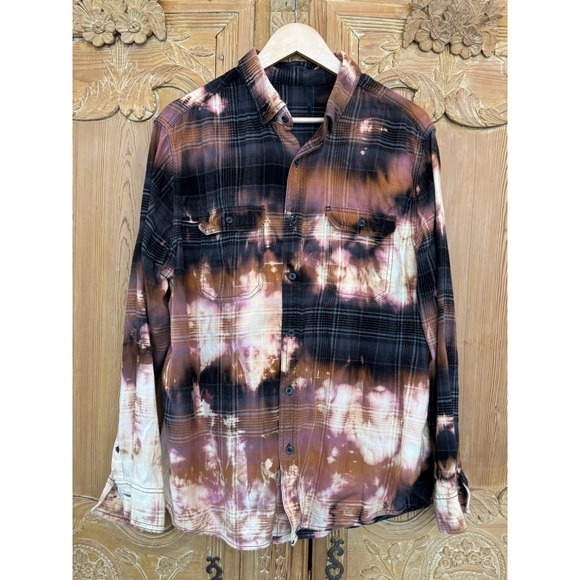 Distressed XL Flannel Magnet of Love Patch Bleached Shirt - Picture 4 of 7